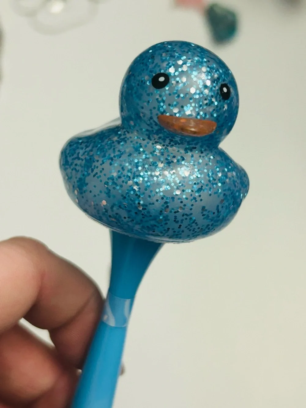 Sparkle Blue Rubber Duck Novelty Pen New with tags